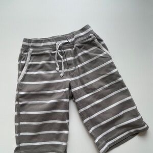 Mini Boden Gray and White Striped Long Shorts Boys Size 5Y